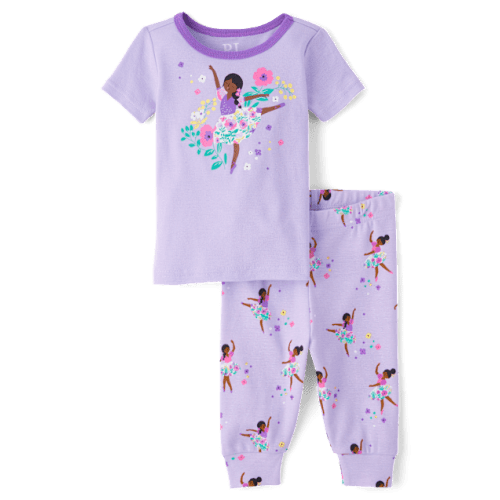Baby And Toddler Girls Ballerina Snug Fit Cotton Pajamas - Purple