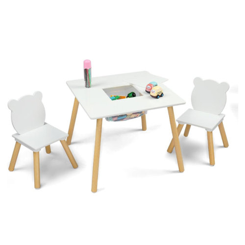 Zoomie Kids Kids Table And 2 Chairs Set With Storage & Removable Tabletop | Wayfair