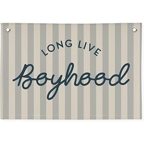 Long Live Boyhood Banner Boy Room Decor, Banner Flag Nursery Playroom Wall Decor for Boys Bedroom Living Room Dorm Toddler Decorations Teen Boy Room Kid Banners Wall Hanging Linen Flag30x20