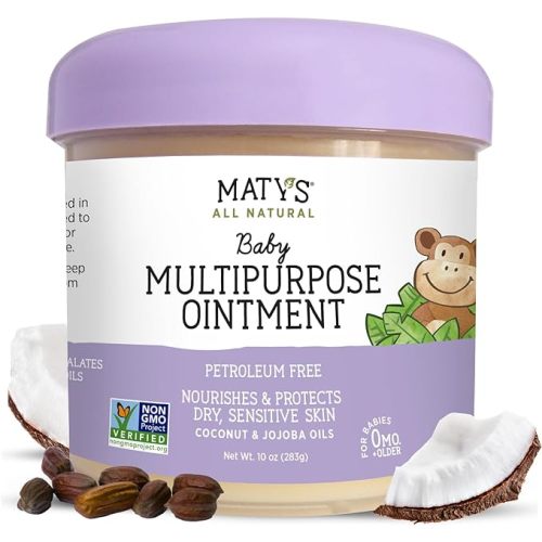 Matys Multipurpose Baby Ointment, All Over Gentle Skin Protection for Newborns & Up, Soothes Dry Irritated Skin, Diaper Rash, Cradle Cap, Drool Rash & More, Petroleum Free, Fragrance Free, 10 oz tub - 10 Ounce (Pack of 1)