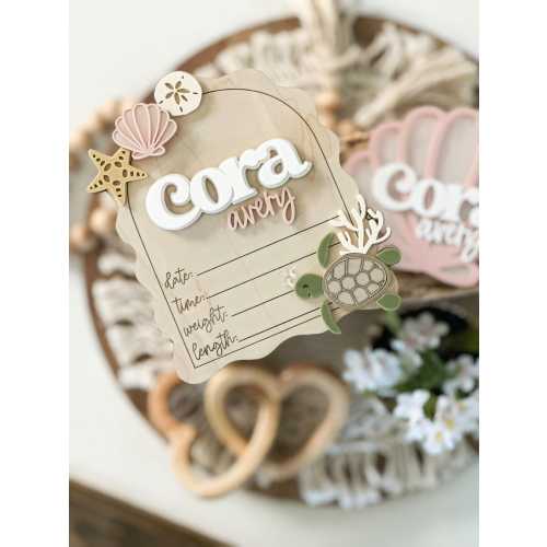 Seashell, Turtle, Mermaid, Shells, Birth Stats, New Baby Announcement, Birth Announcement, Baby Prop, Baby Girl, Fresh 48, Hospital Sign