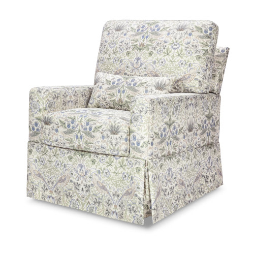 Namesake Morris & Co. x Namesake Crawford Pillowback Comfort Swivel Glider - Strawberry Thief In Fig & Thyme Performance Eco-Weave