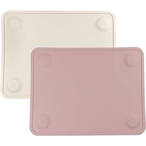 WeeSprout Silicone Suction Placemats for Babies, Toddlers & Kids, Durable Food Grade Silicone with Non-Slip Suction, Dishwasher Safe, for Dining Table & Restaurants + Travel Case, 2 Pack