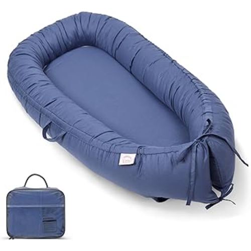 EAQ Baby Lounger, Snuggle Me Lounger, Portable Baby Nest Breathable & Soft, 100% Cotton Baby Lounger Pillow, Safe Baby Bassinet for Co-Sleeping, Nursery, Travel, Playtime