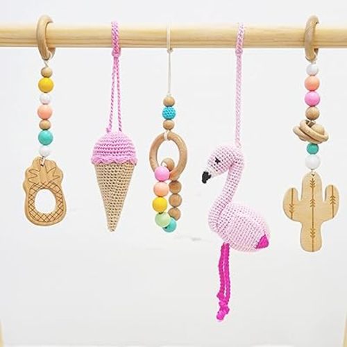 Wooden Baby Play Gym (Flamingo Theme Without Mat)