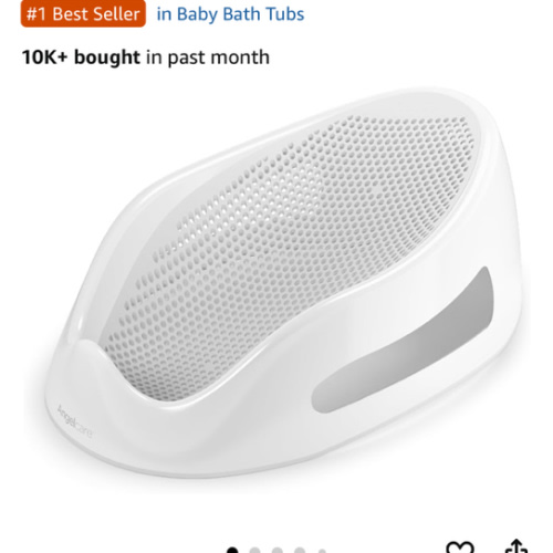 Angelcare Baby Bath Support (Gray) | Ideal for Babies Less Than 6 Months Old
