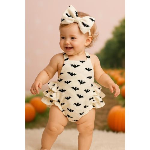 Bats Baby Romper, Cute Halloween Outfit, Bat Costume for Babies, Newborn Halloween Onesie, Halloween Baby Clothes