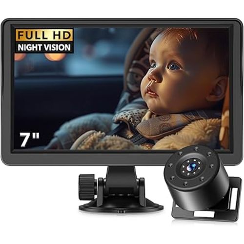7" Baby Car Camera, FHD IR Night Vision Baby Car Mirror - IPS Display Rear Facing Monitor with 178° Wide Angle, Safe Driving for New Parents, Infants, Kids & Toddlers