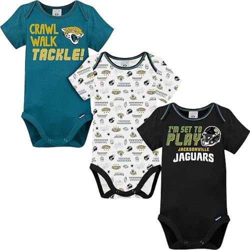 Gerber Unisex Baby NFL Team 3 Pack Short Sleeve Onesie Bodysuit - 6-12 Months