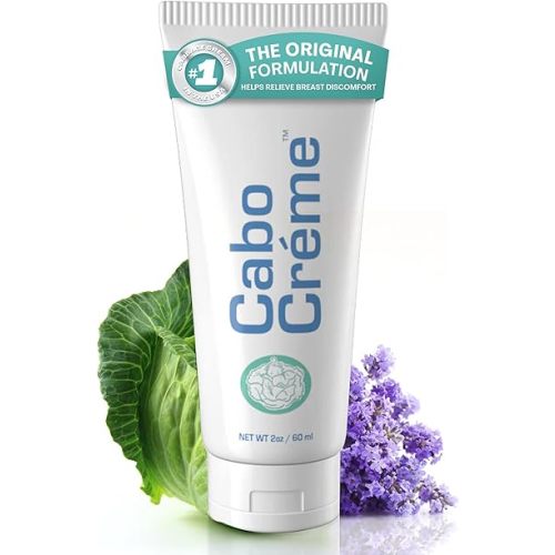CaboCréme Cabbage Breast Cream for Tenderness & Engorgement Relief, Breastfeeding Weaning Support - Dry Up Breast Milk - Postpartum Essential - OB-GYN Created & Breastfeeding Mother-Approved - 2 oz