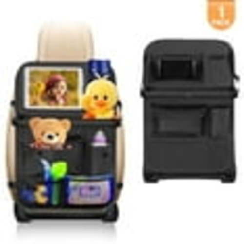 All in One Backseat Car Organizer with Tablet Holder, Compatible with 99% of Cars, Trucks, and SUVs. Multiple Pockets Car Storage Organizer for Toys, Snacks, and More