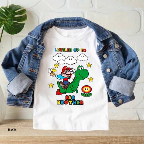 Level up to Big Bro Mario Shirt, Promoted the Big Brother, Sibling Announcement Tee, Birth Announcement, I'm Going to Be Big Brother Shirt
