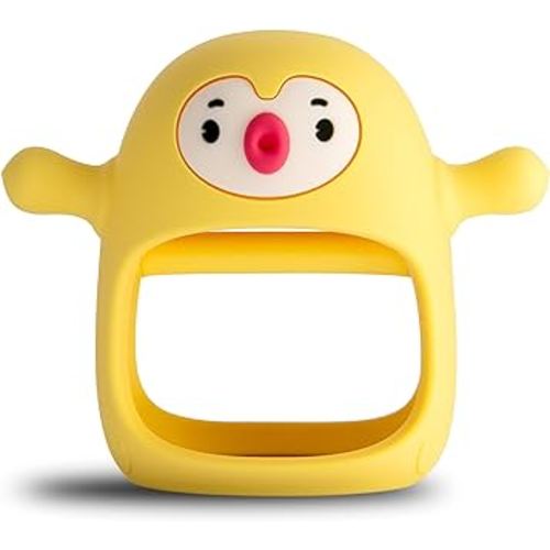 Smily Mia Smily Mia Penguin Teethers, Silicone TeethingToys for Babies 0-6Months, Baby Teethers for 3-6Months, Hand Teether for Infants, Pacifiers for New Born, Yellow