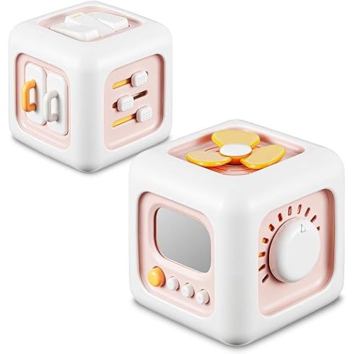 Busy Cube Toys for 1 Year Old Girl Gifts, Montessori Toys for Baby Girl, Travel Sensory Toys for Toddlers 1-3, Learning Fine Motor Skills| 1st Birthday Girl Gifts 12 Months +