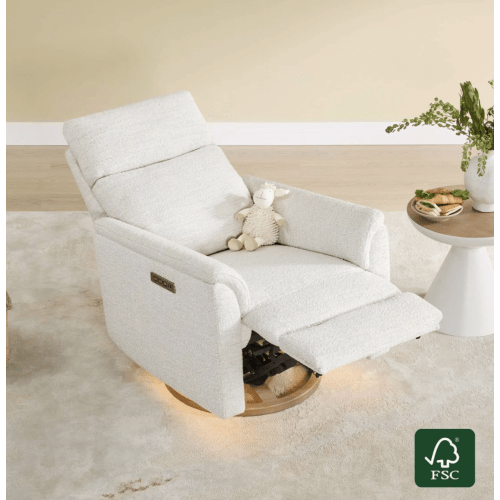 Lulla Power Swivel Nursery Glider Recliner with Power Headrest and Nightlight