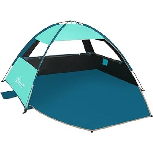 COMMOUDS Beach Tent Sun Shade for 3/4-5/6-7/8-10 Person, UPF 50+ Beach Sun Shelter Canopy Tent, Lightweight, Easy Set Up and Carry