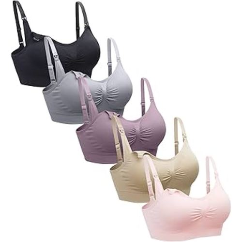 Suekaphin 5PACK Nursing Bra Wireless Bra Women's Sleeping Maternity Bra Breastfeeding Bra