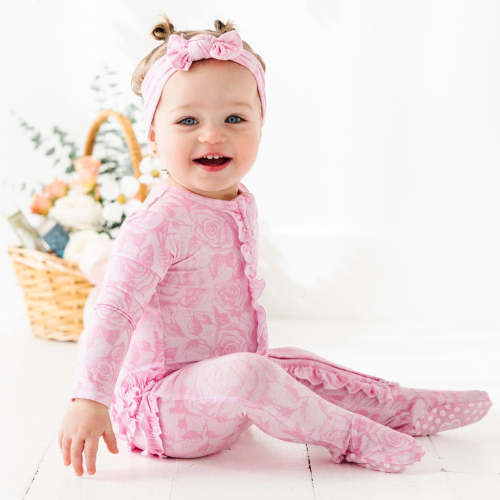 Whispering Roses Ruffle Footie