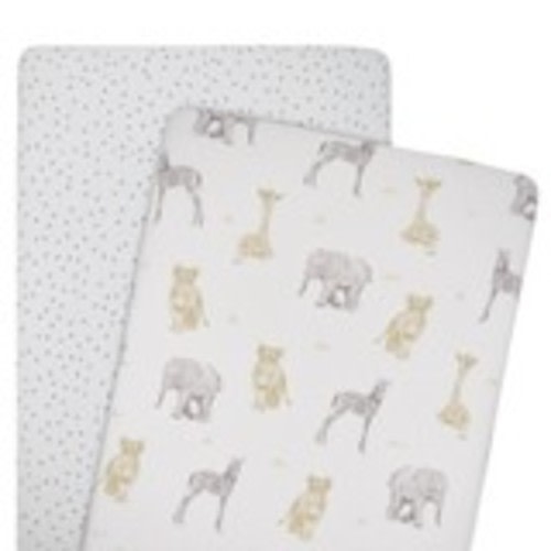 Living Textiles Savanna Co-Sleeper Fitted Sheet 2 Pack | Bassinet | Baby Bunting AU