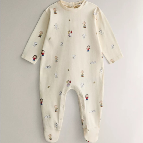 PEANUTS™ CHILDREN’S FOOTED ROMPER - Light lime green | ZARA United States
