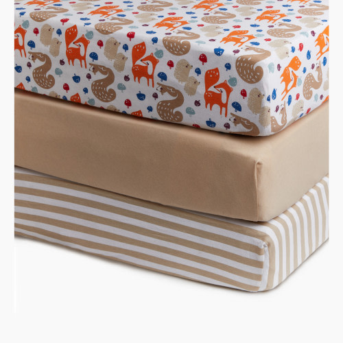Small Story Organic Cotton Jersey Crib Sheets (3 Pack) - Forest Friends