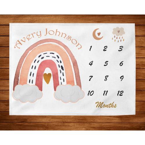 Boho Blanket, Milestone Blanket Rainbow, Baby Month Blanket, Baby Shower Gift, Personalized Rainbow Baby Blanket, Age Blanket