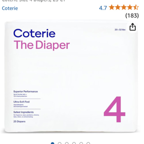 Coterie Size 4 Diapers, 25 CT