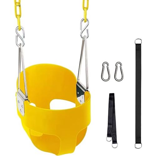 KINSPORY Toddler Swing, Full Bucket Baby Swing Seat & Iron Chains (Yellow)