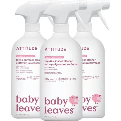 ATTITUDE Toy and Surface Cleaner, EWG Verified, Plant- and Mineral-Based, Vegan Household Products, Unscented, 27.1 Fl Oz (Pack of 3)