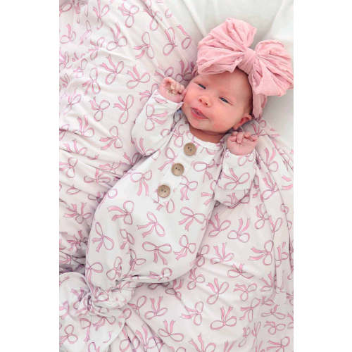 Blushing Bows Newborn Baby Knot Gown & Hat Set