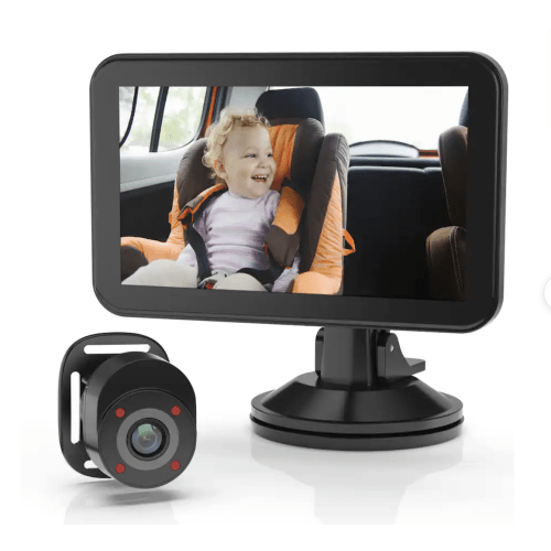Rexing - BC500 In-Car Baby Cam with Monitor – HD 1080p & Infrared Night Vision - Black