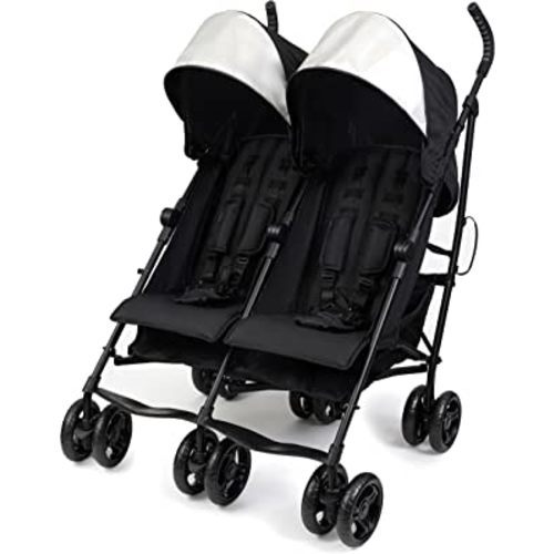 Summer Infant 3Dlite Double Convenience Lightweight Double Stroller for Infant & Toddler with Aluminum Frame, Two Large Seats with Individual Recline, Extra-Large Storage Basket, Black