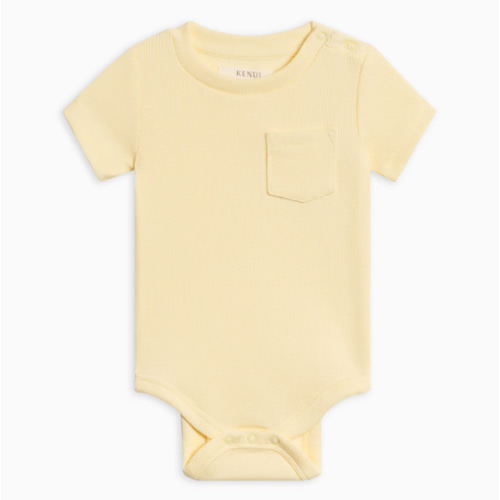 Dana Ribbed Short Sleeve Pocket Bodysuit, 6-12 mo