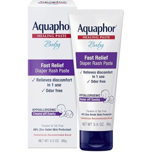 Aquaphor Baby Diaper Rash Paste with Zinc Oxide, Talc Free, 3.5 OZ | Zinc Oxide Baby Diaper Rash Paste Provides Immediate Relief, Treatment and Prevention, Hypoallergenic, Talc Free