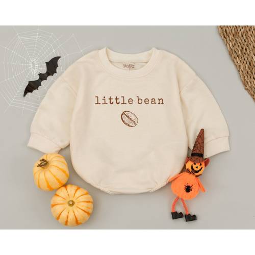 Retro Vintage Little Bean Coffee Baby Romper,Minimalist Baby,First Birthday Baby Outfit,New Baby Bodysuit,Bubble Romper,Baby Announcement