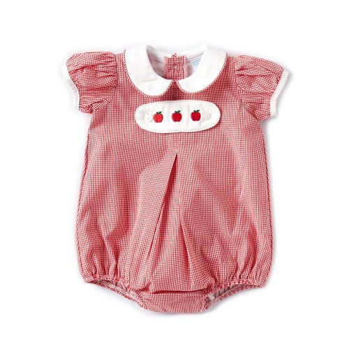 Edgehill Collection Baby Girls 3-24 Months Peter Pan Cap Sleeve Tab Bubble Romper