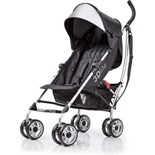 Summer Infant 3Dlite Convenience Stroller, Black – Lightweight, with Aluminum Frame, Large Seat Area, Mesh Siding, 4 Position Recline, Extra Large Storage Basket – for Travel