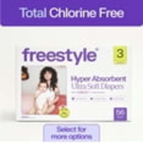 Freestyle Hyper Absorbent Ultra Soft Baby Diapers, Size 3, 56 Count (Select for More)