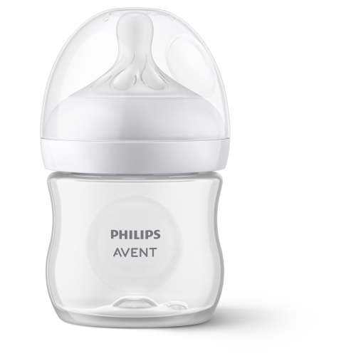 Philips AVENT Wide Neck Natural Baby Bottle, 4oz, Clear, 1pk with Natural Response Nipple, SCY900/91