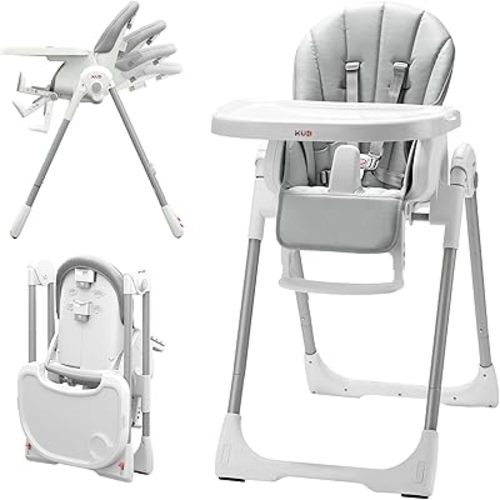 KÜB 3-in-1 Foldable Baby High Chair with Removable Seat & Tray, Adjustable Height & Recline, Locking Wheels