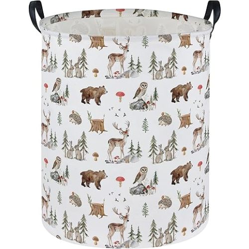 Kids Laundry Basket Animal Hamper for Nursery Woodland Hamper Cute Kids Storage Bin Organizer Room Decor for Home(Woodland animal)