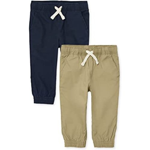 The Children's Place,Baby-Boys,and Toddler Stretch Pull on Jogger Pants,Flax/Tidal 2-Pack,18 Months,24 Months