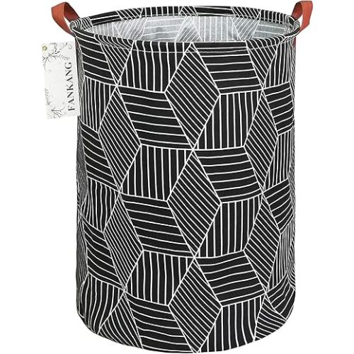 FANKANG Storage Basket, Nursery Hamper Canvas Laundry Basket Foldable with Waterproof PE Coating Large Storage Baskets for Kids Boys and Girls, Office, Bedroom, Clothes,Toys(Black Magic cube)