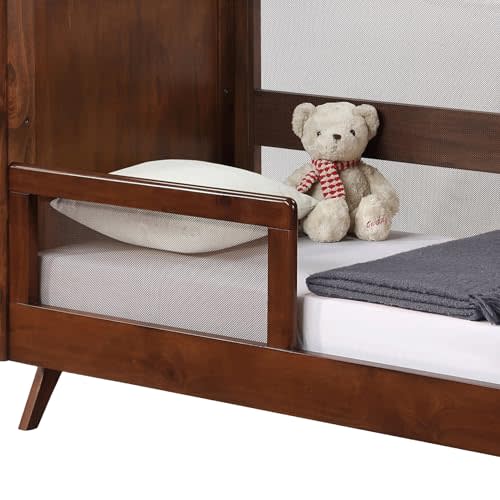 BreathableBaby Breathable Mesh Toddler Bed Conversion Kit for 3-in-1 Convertible Crib — Walnut — Guardrail — Greenguard Gold Certified