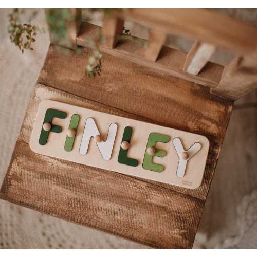 Name Puzzle, Christmas Personalized Gift for Baby and Toddler, Natural Wooden Puzzle, First Birthday Gift, Nursery Neutral Decor