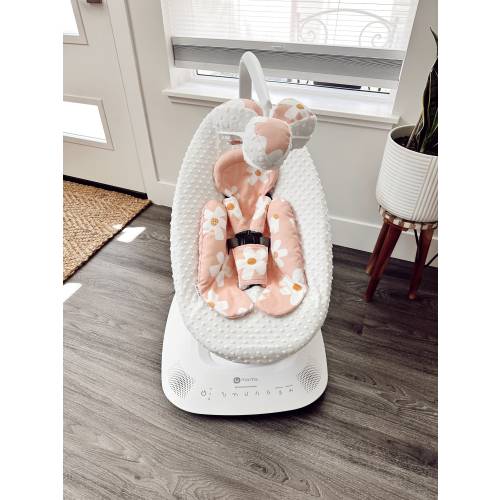 Mamaroo swing/rocker seat cover, swing infant insert and toy accessories in pink daisies