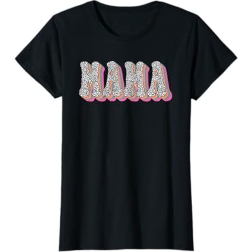 Mama Retro Leopard Tee for Women Leopard Mom Print Graphic T-Shirt