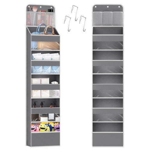 Scidweet Over The Door Organizer Storage, 1 Pack 6-Tier Large Capacity Hanging Door Organizer Bag with Clear Window for Home Kids Toys, Shoes, Diapers (Gray)