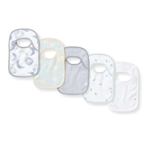 Burt’s Bees Baby Unisex Baby Bibs, Lap-Shoulder Drool Cloths, 100% Organic Cotton with Absorbent Terry Towel Backing Bibs | A newborn essential must have for baby registry featuring lap-shoulder burp cloth for teething babies