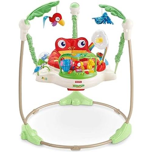 Fisher-Price Baby Bouncer Rainforest Jumperoo Activity Center with Music Lights Sounds and Developmental Toys